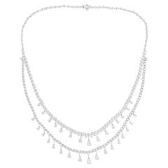 15.40 Quilates SI Claridad HI Color Diamante talla brillante Collar Oro Blanco 18K