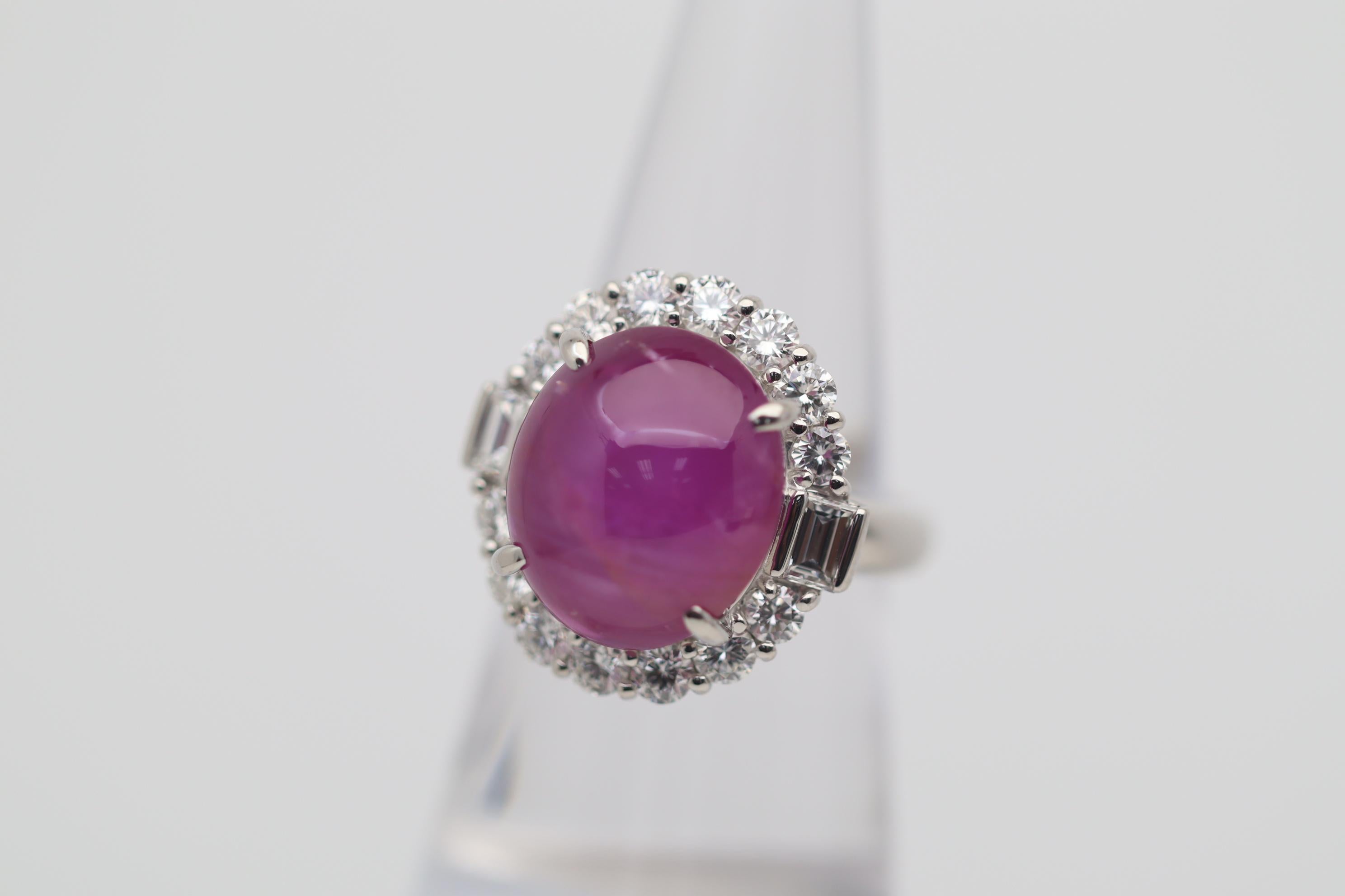 15.40 Carat Star Ruby Diamond Platinum Cocktail Ring In New Condition In Beverly Hills, CA