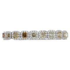 Bracelet en platine avec diamants de couleur fantaisie 15,40 carats