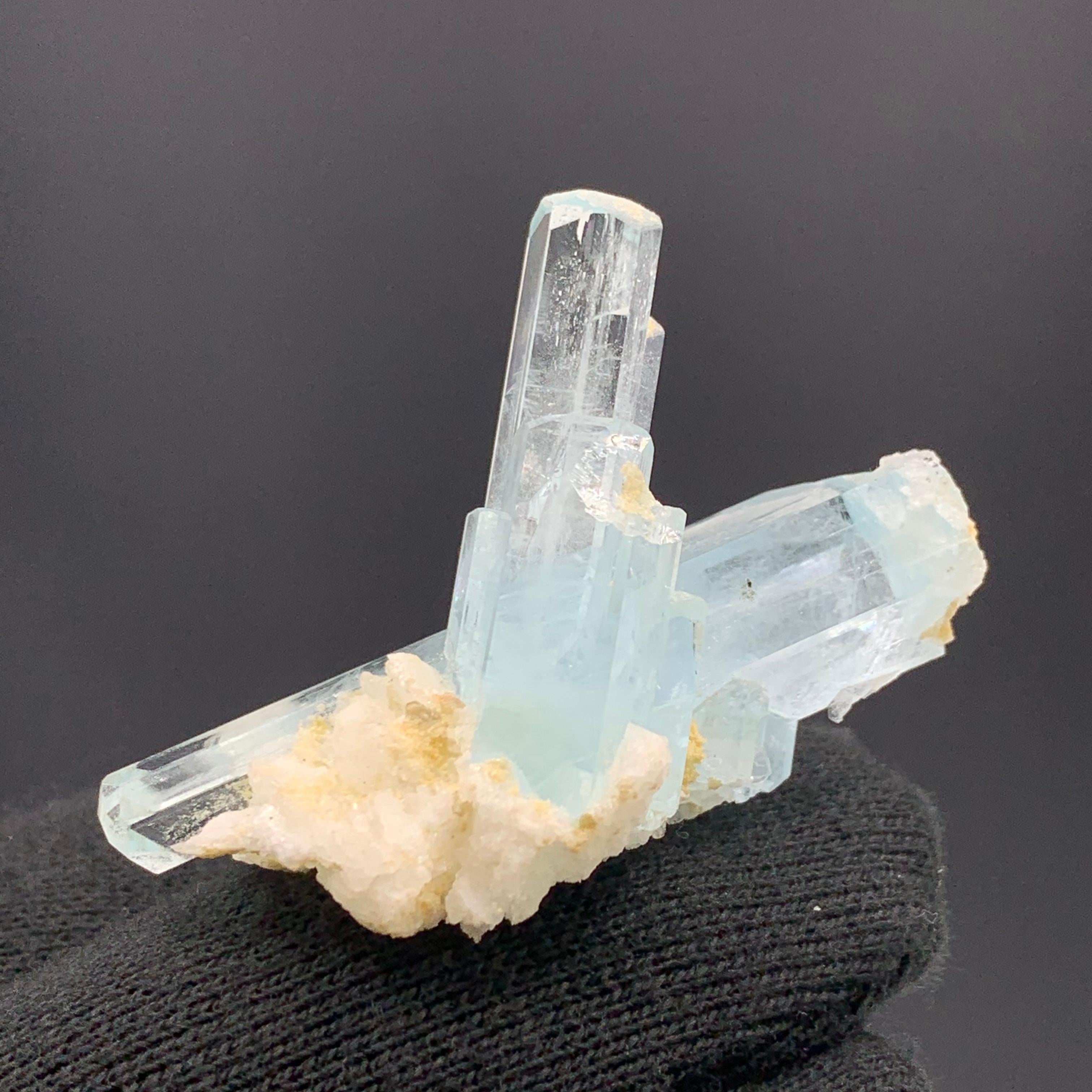 15.41 Gram Pretty Aquamarine Specimen From Shigar Valley, Skardu, Pakistan 

Weight: 15.41 Gram
Dimension: 3.9 x 4.8 x 2.6 Cm 
Origin: Shigar Valley, Skardu District, Gilgit Baltistan Province, Pakistan 

Aquamarine is a pale-blue to light-green