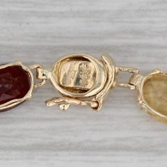 Bracelet tennis en or 14 carats avec citrine, améthyste, péridot, grenat et topaze de 15,42 carats