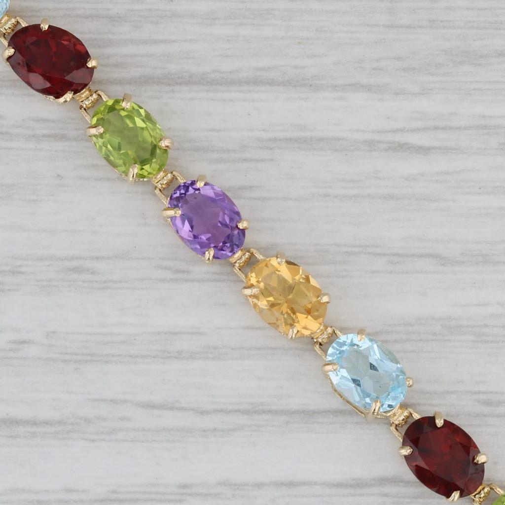  Bracelet tennis en or 14 carats avec citrine, améthyste, péridot, grenat et topaze de 15,42 carats Pour femmes 