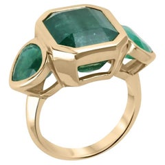 15.44 Carat Emerald Diamond Ring 18K White Gold