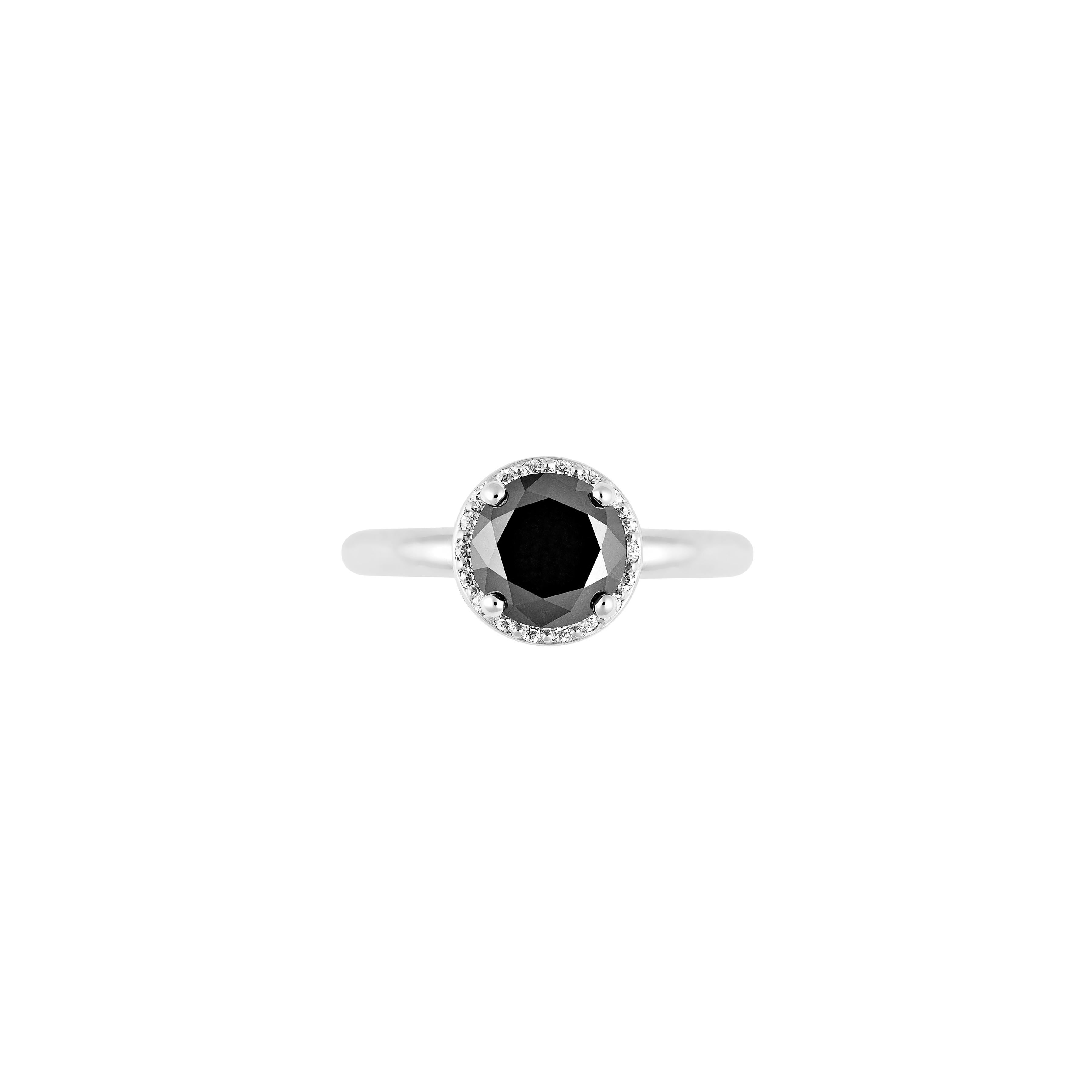 Contemporain Bague de fiançailles avec diamant noir et blanc de 544 carats en vente