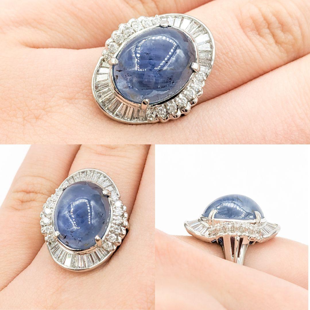 15.44ct GIA Cert Star Sapphire With 1.07ctw Diamonds In Platinum

Introducing this stunning ring, crafted in 900pt platinum. It features a 15.44ct GIA-certified unheated Star Sapphire as its centerpiece, beautifully complemented by 1.07ctw of round