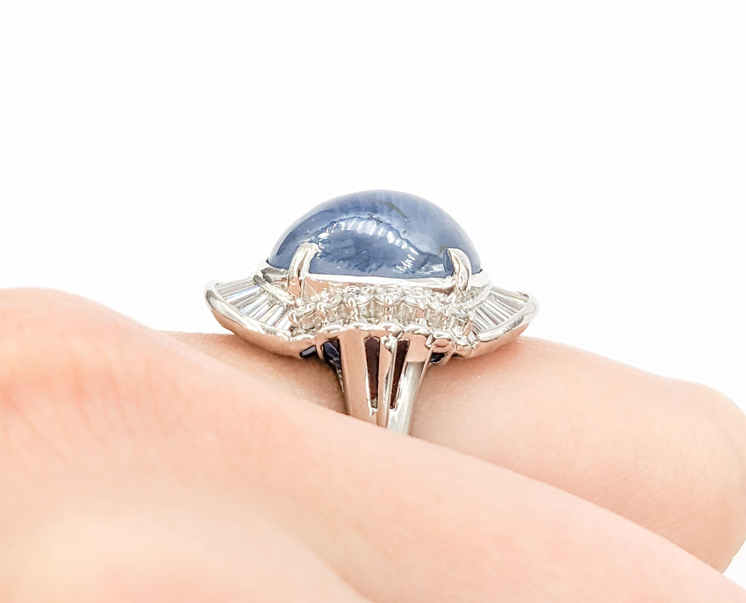 Modern 15.44ct GIA Cert Star Sapphire With 1.07ctw Diamonds In Platinum