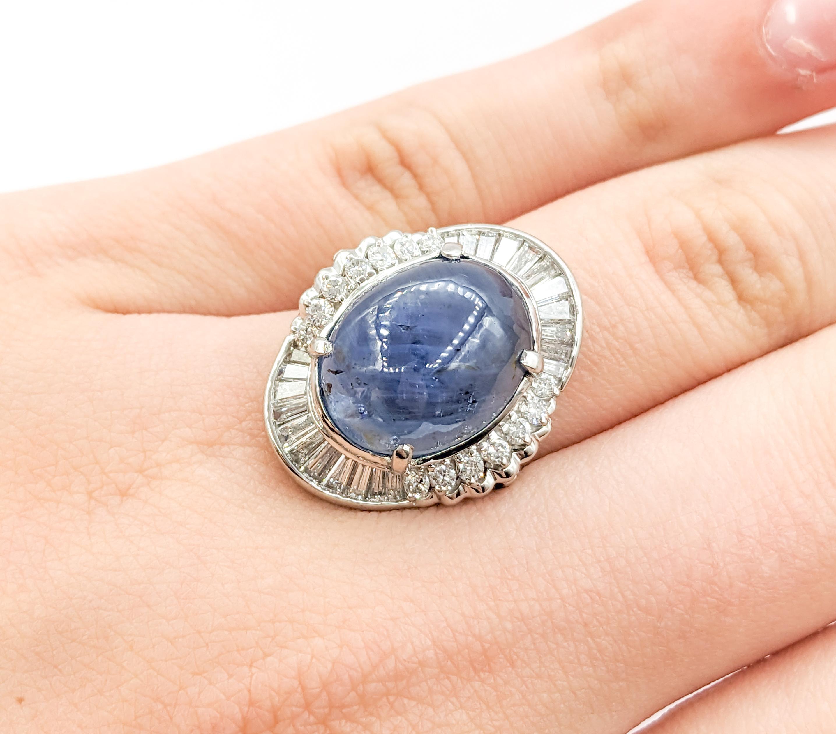 15.44ct GIA Cert Star Sapphire With 1.07ctw Diamonds In Platinum In Excellent Condition In Bloomington, MN