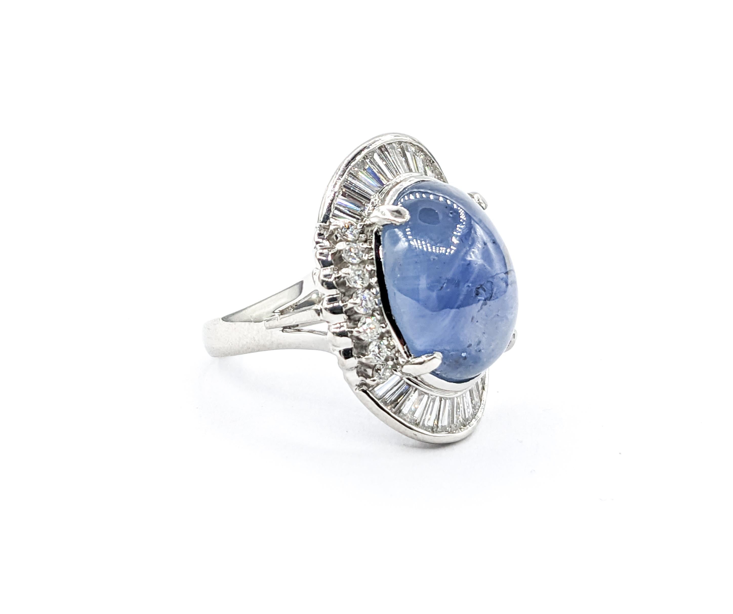 15.44ct GIA Cert Star Sapphire With 1.07ctw Diamonds In Platinum 2
