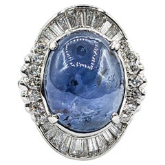 15.44ct GIA Cert Star Sapphire With 1.07ctw Diamonds In Platinum