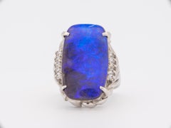 15.44ctw Rich Purple Blue Australian Boulder Opal Ring Platinum R6723