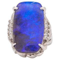 Used 15.44ctw Rich Purple Blue Australian Boulder Opal Ring Platinum R6723