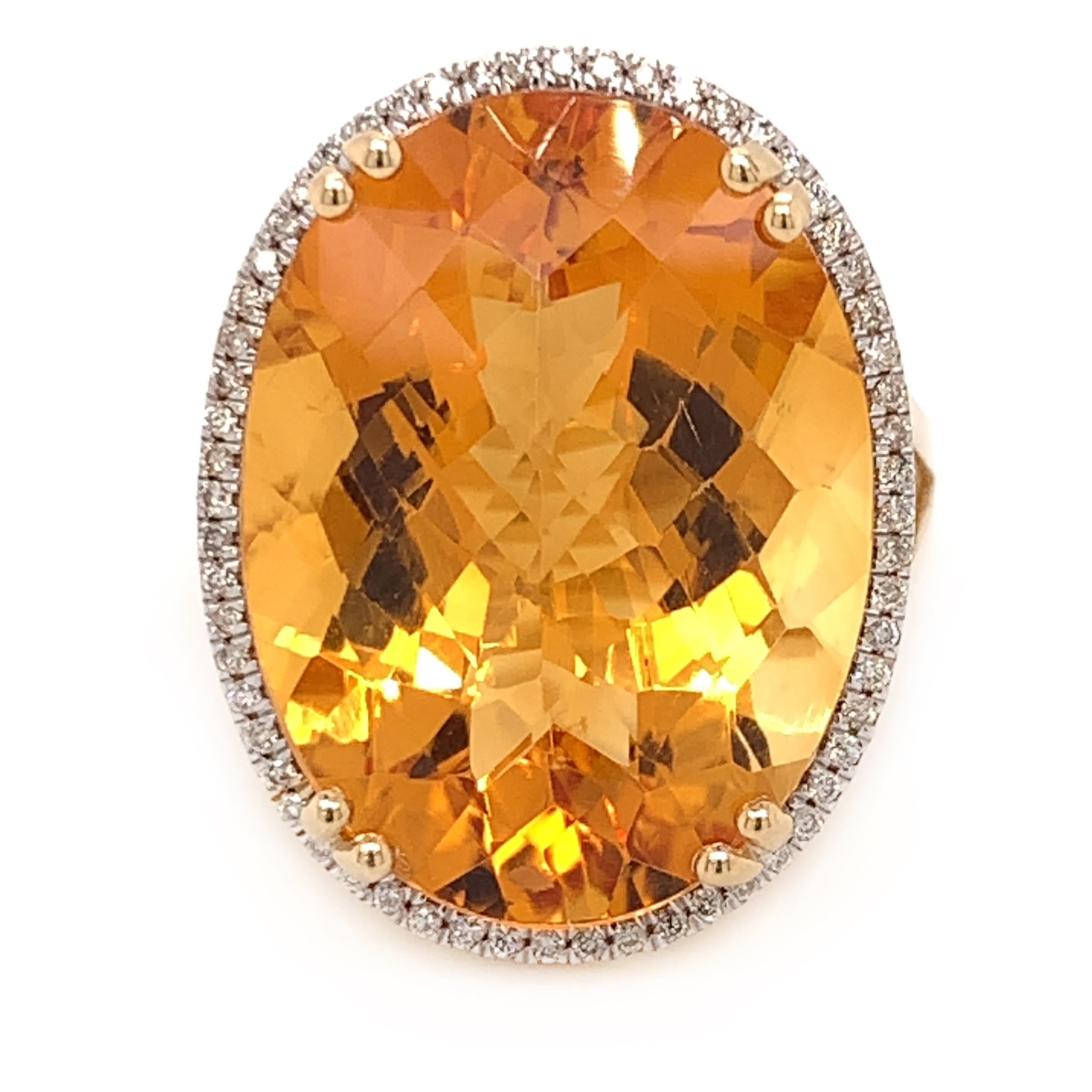 Oval Cut 15.45 Carat Citrine Cocktail Ring
