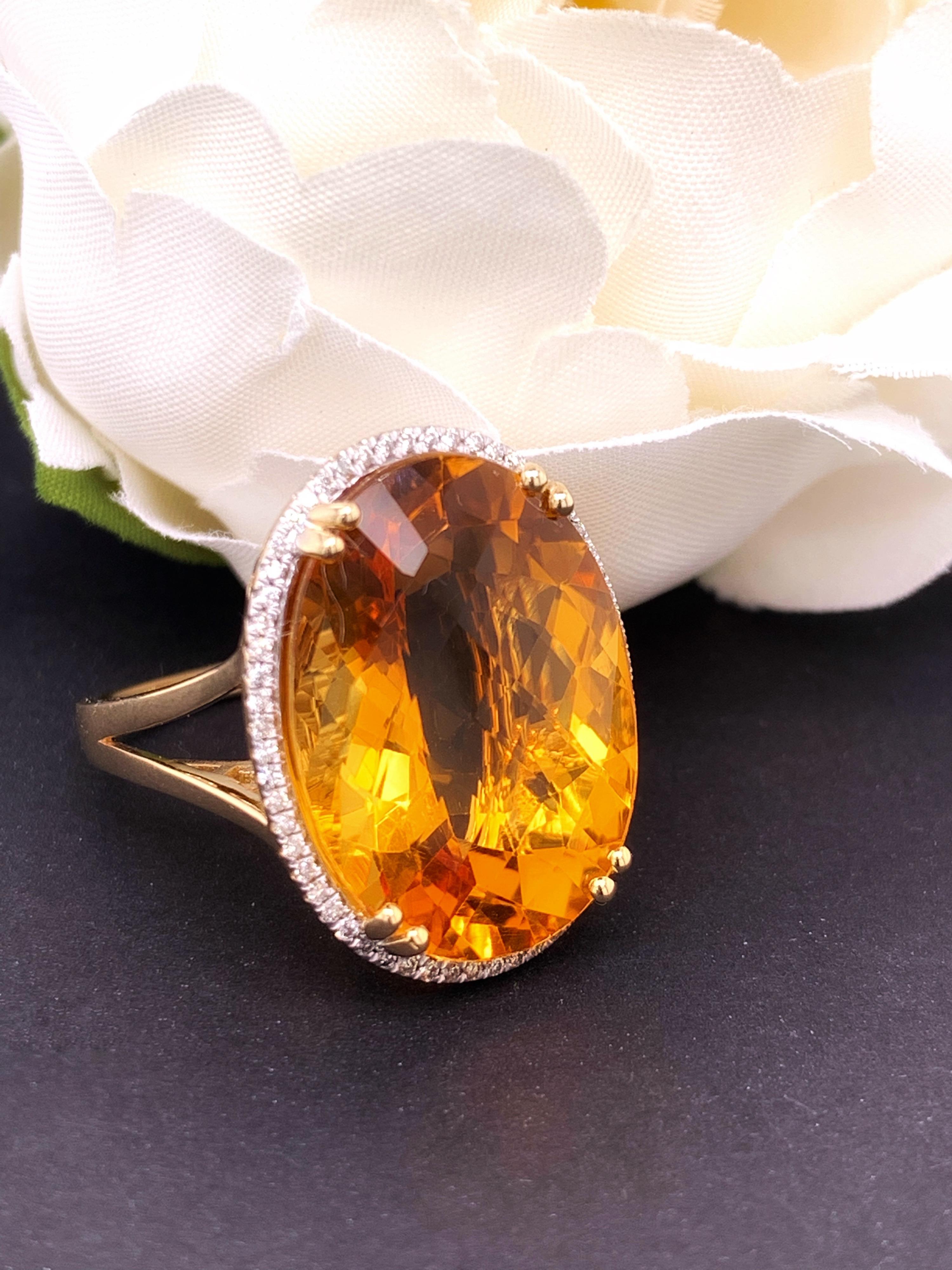 15.45 Carat Citrine Cocktail Ring In New Condition In Richmond, BC