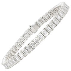 15.45 Carat Emerald Cut Diamond Line Bracelet