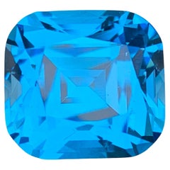 15.45 Carat Gorgeous Faceted Swiss Blue Topaz Cushion Shape Gemstone
