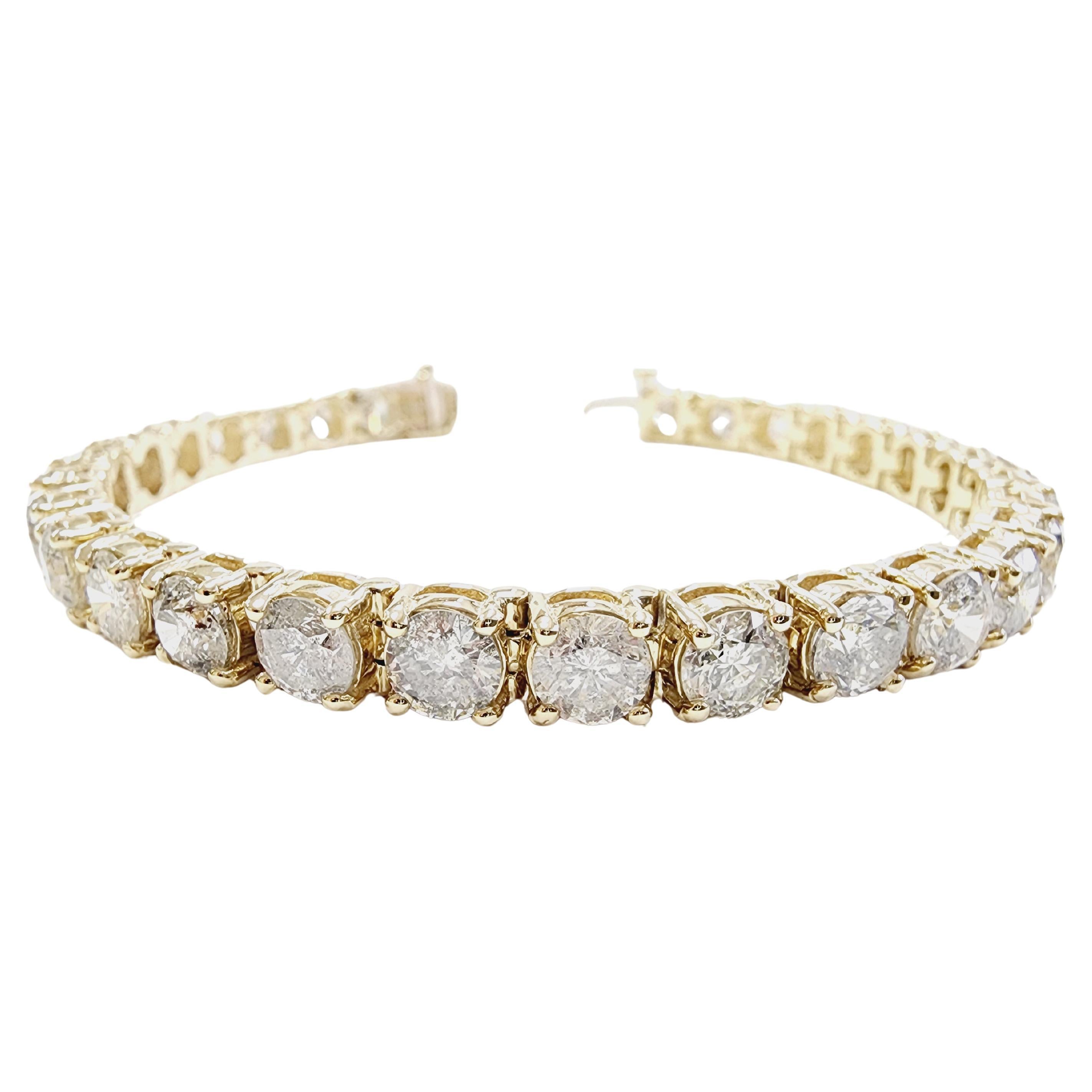 Bracciale tennis con diamanti naturali da 15,45 carati in oro giallo 14 carati