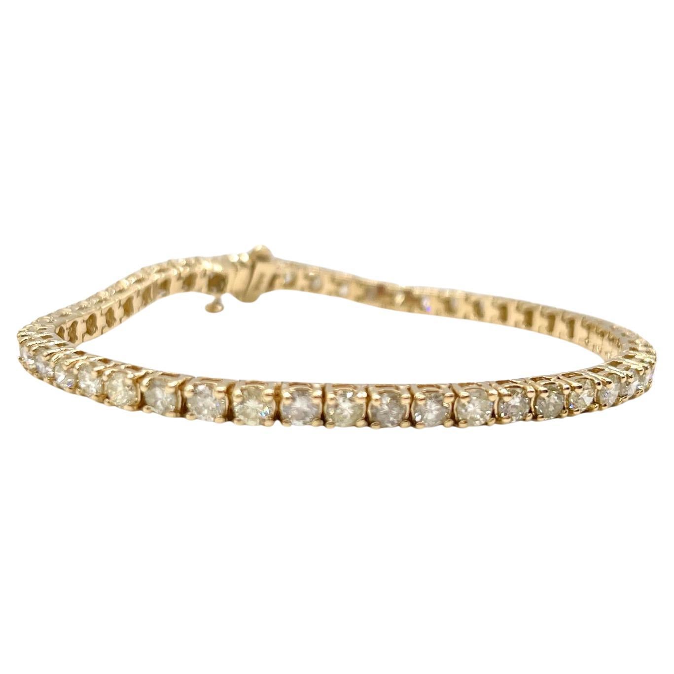 Bracciale tennis con diamanti naturali da 15,45 carati in oro giallo 14 carati da 7".