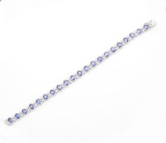 15.45 Carat Blue Sapphire Wedding Bracelet with Diamonds Inset 18K White Gold