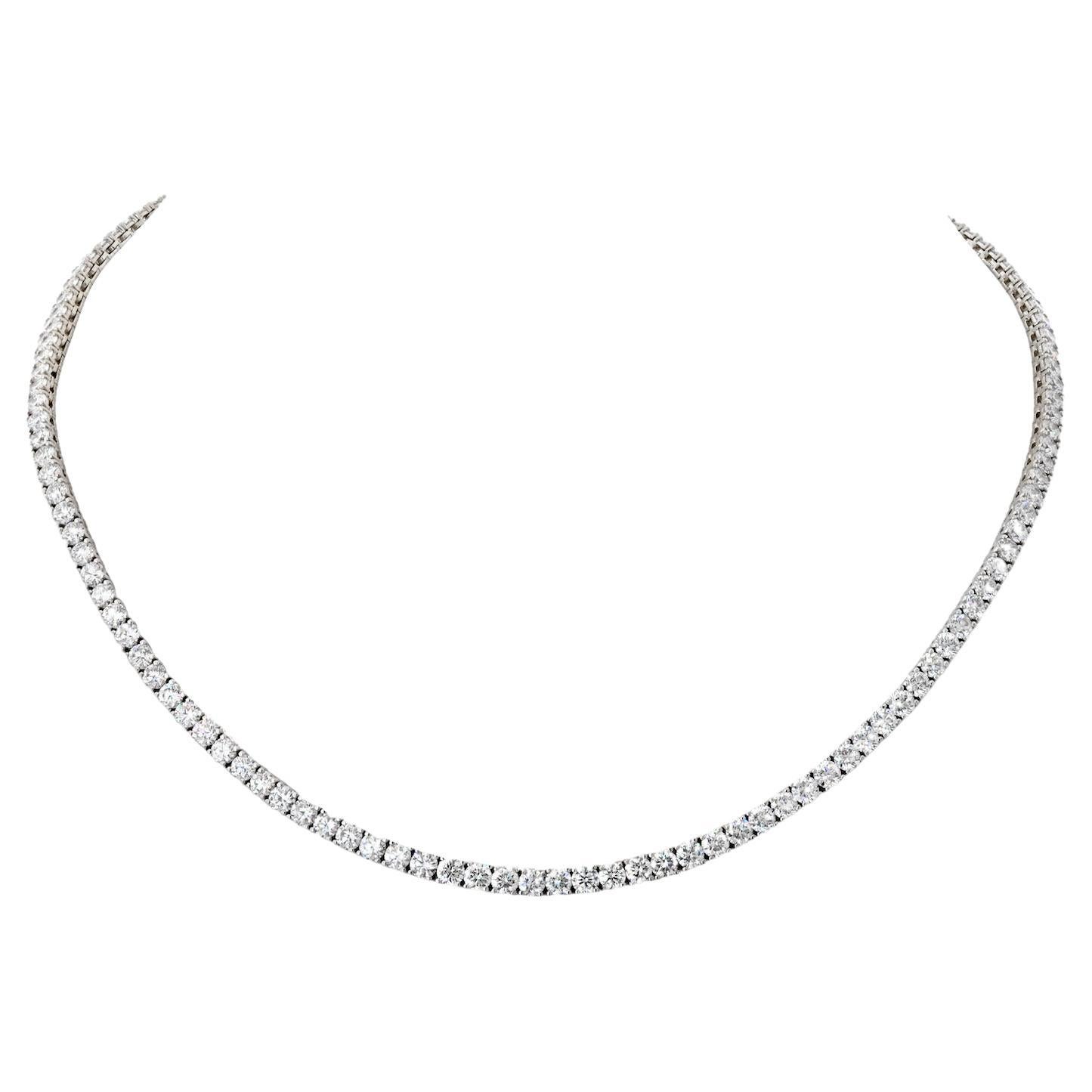 15.45cttw Round Diamond Riviera 14K White Gold Necklace