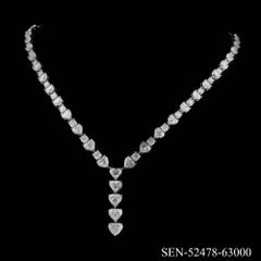 15.46 Carat SI Clarity HI Color Heart Round Diamond Necklace Or blanc 18 carats