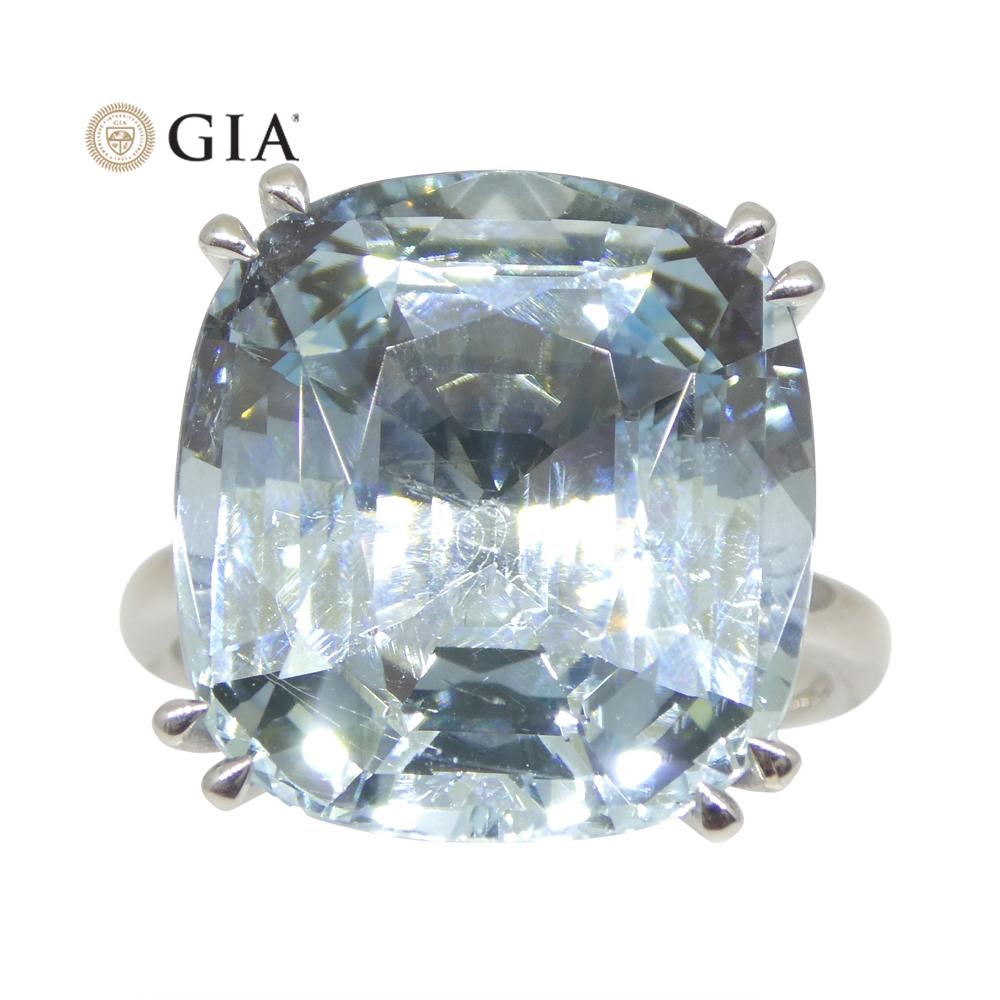 15.46ct Aquamarine Solitaire Ring set in 18k White Gold, GIA Certified For Sale 8