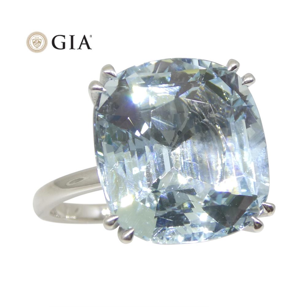 15.46ct Aquamarine Solitaire Ring set in 18k White Gold, GIA Certified For Sale 1