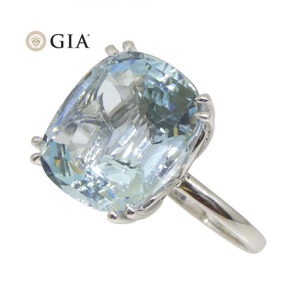 15.46ct Aquamarine Solitaire Ring set in 18k White Gold, GIA Certified For Sale 9