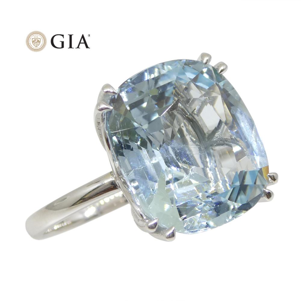 15.46ct Aquamarine Solitaire Ring set in 18k White Gold, GIA Certified For Sale 10