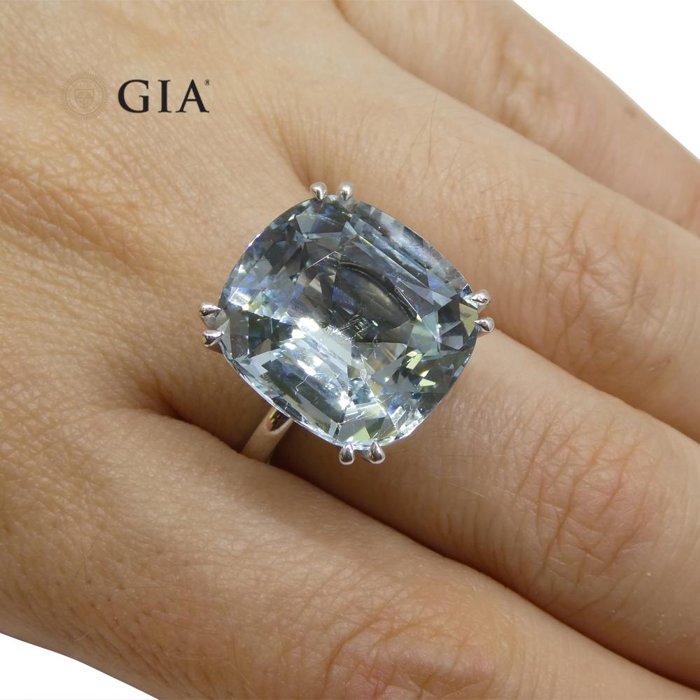 15.46ct Aquamarine Solitaire Ring set in 18k White Gold, GIA Certified For Sale 2