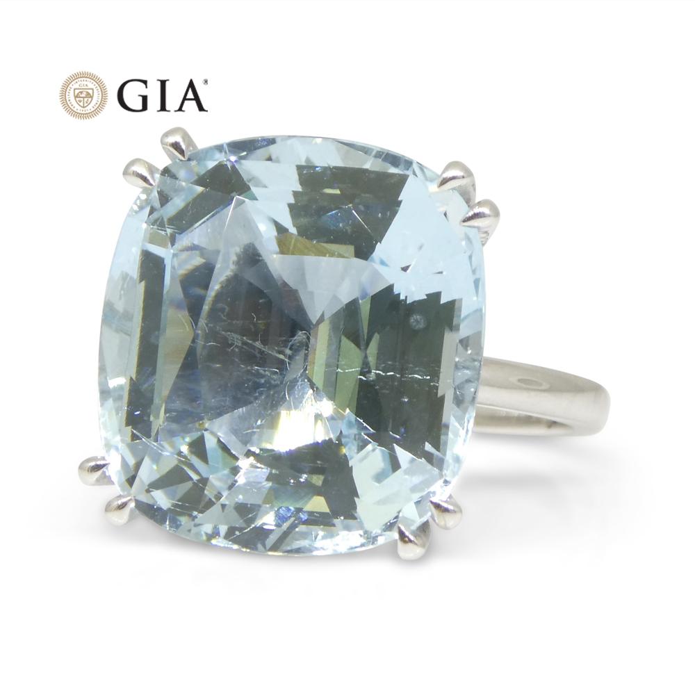 15.46ct Aquamarine Solitaire Ring set in 18k White Gold, GIA Certified For Sale 4