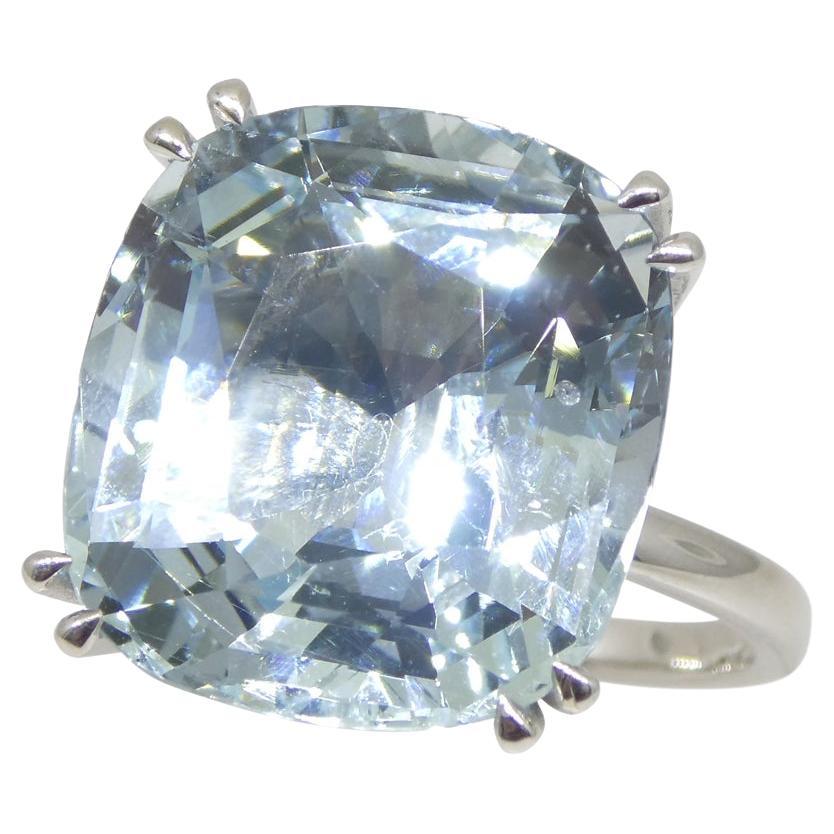 15.46ct Aquamarine Solitaire Ring set in 18k White Gold, GIA Certified For Sale