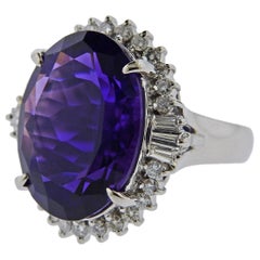 15.48 Carat Amethyst Diamond Platinum Ring