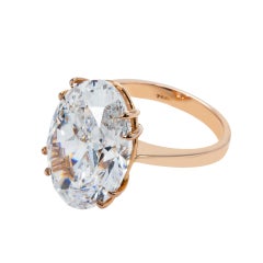15.48 Carat Oval Diamond Ring Brilliant White  18K Gold Iconic Presence Heirloom