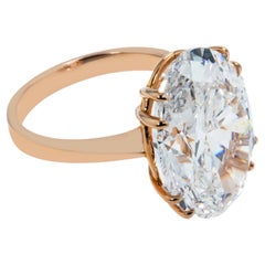 15.48 Carat Oval Diamond Ring Brilliant White  18K Gold Iconic Presence Heirloom