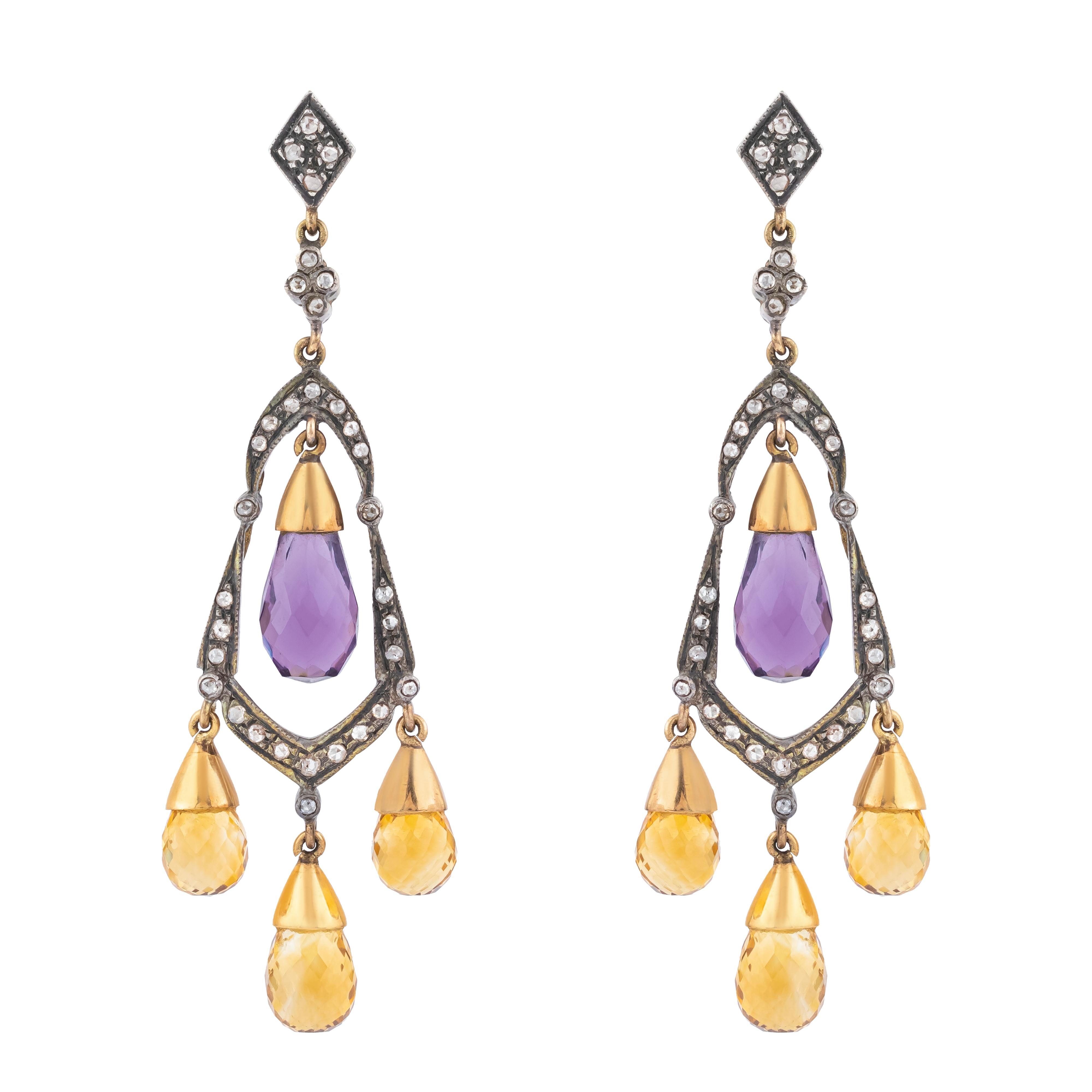 15.49 Carat Diamond and Mix Stones Cocktail Earrings In New Condition For Sale In Jaipur, IN