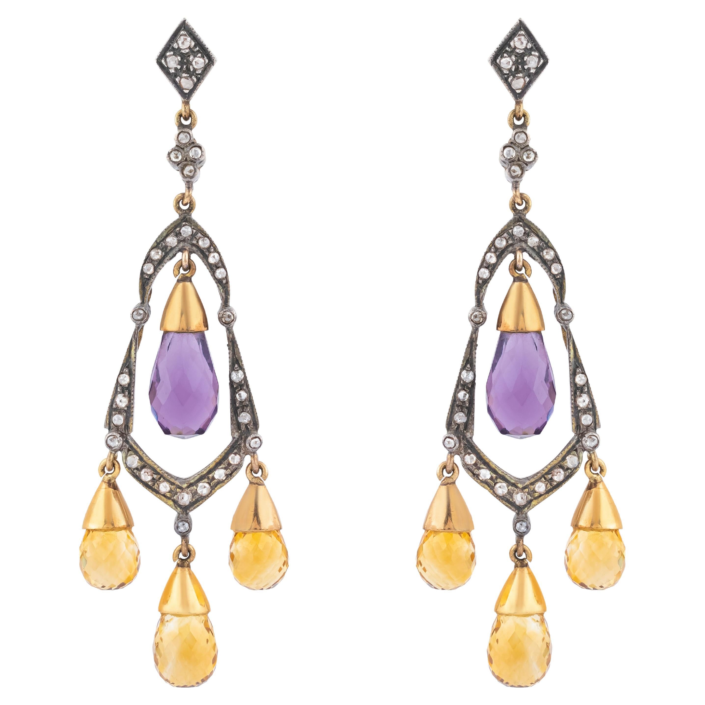 15.49 Carat Diamond and Mix Stones Cocktail Earrings For Sale