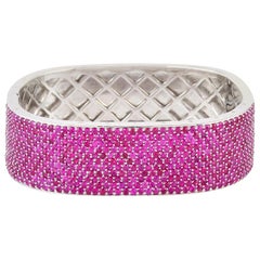 Bracelet jonc carré en rubis de 15,49 carats