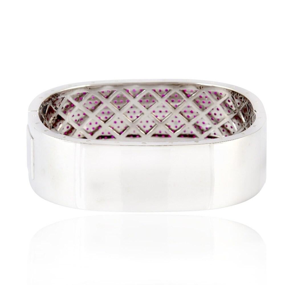 Modern 15.49 Carat Ruby Square Bangle Bracelet For Sale