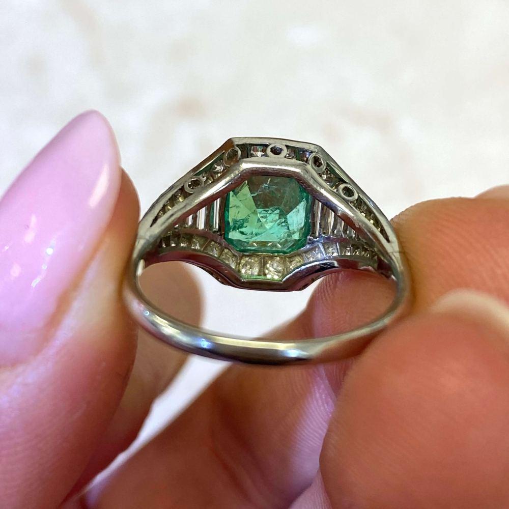 1.54ct Emerald Cut Colombian Natural Emerald Engagement Ring, Platinum  8
