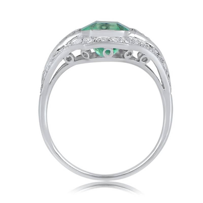 1.54ct Emerald Cut Colombian Natural Emerald Engagement Ring, Platinum  1