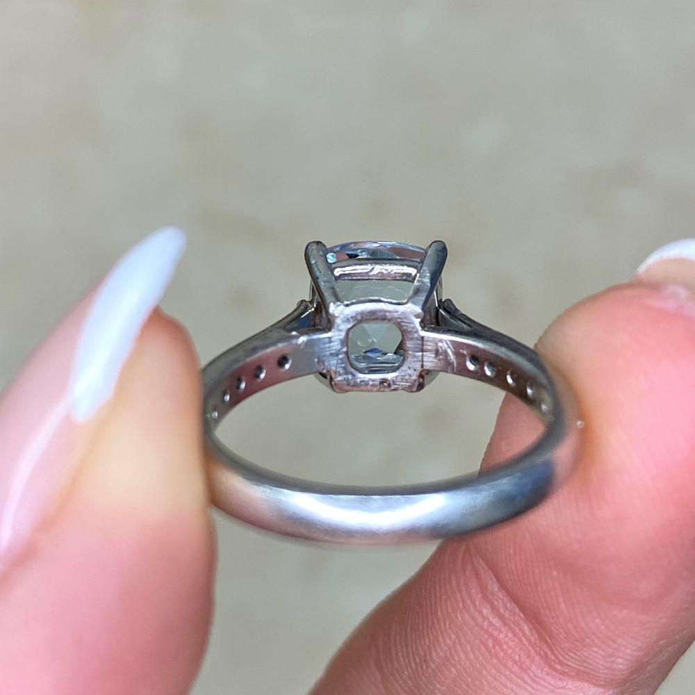 1.54ct Natural Aquamarine Engagement Ring, Platinum For Sale 6