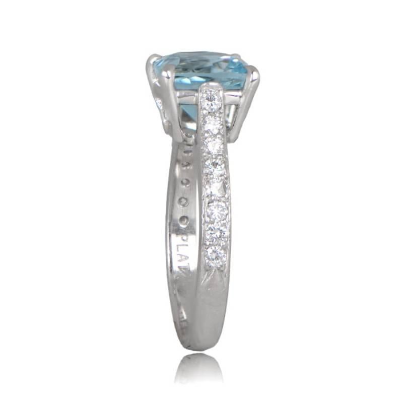 Uncut 1.54ct Natural Aquamarine Engagement Ring, Platinum For Sale