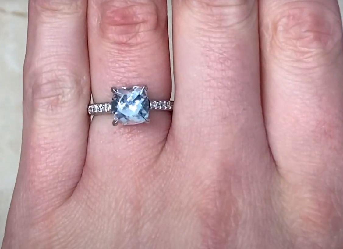 1.54ct Natural Aquamarine Engagement Ring, Platinum In Excellent Condition For Sale In New York, NY