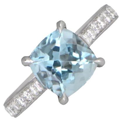 1.54ct Natural Aquamarine Engagement Ring, Platinum
