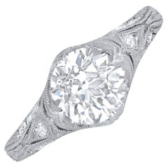 1.54 Carat Old Euro-Cut Diamond Engagement Ring, Platinum