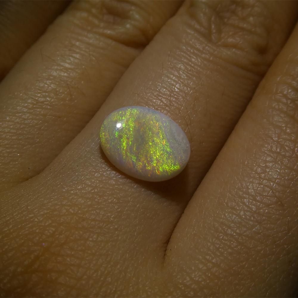 Women's or Men's 1.54ct Oval Cabochon White Opal from Australia For Sale