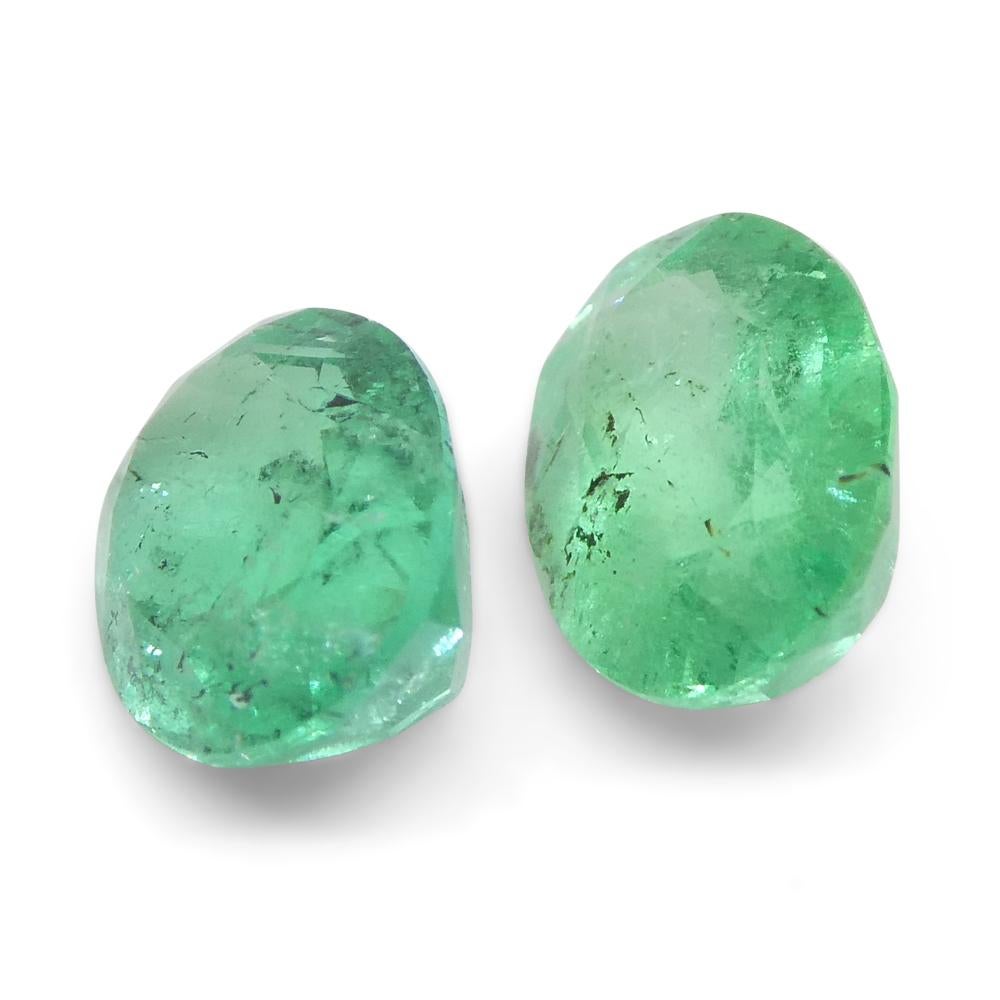 1.54ct Pair Oval Green Emerald from Colombia For Sale 8