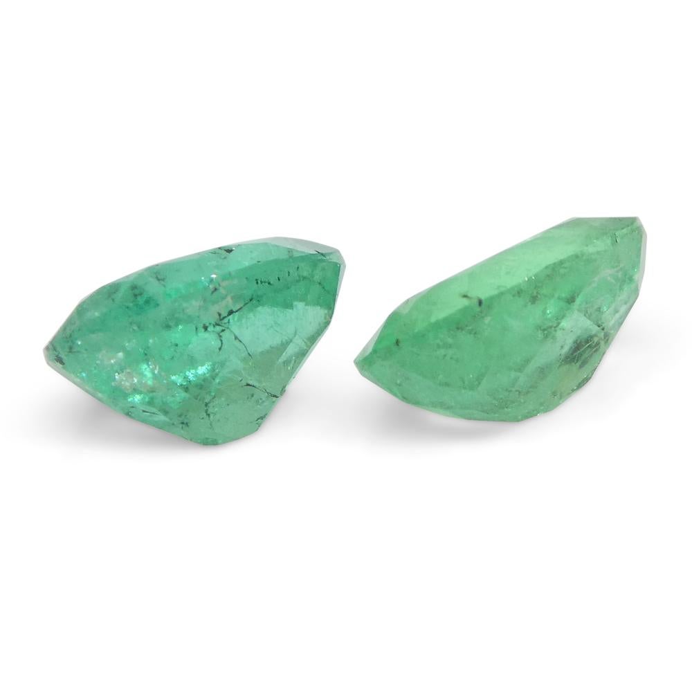 1.54ct Pair Oval Green Emerald from Colombia For Sale 9