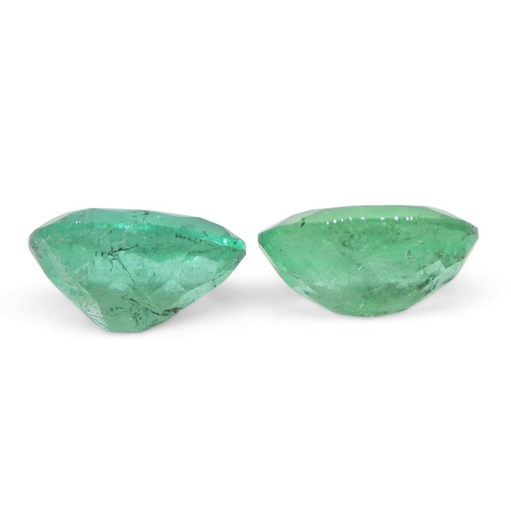 1.54ct Pair Oval Green Emerald from Colombia For Sale 10