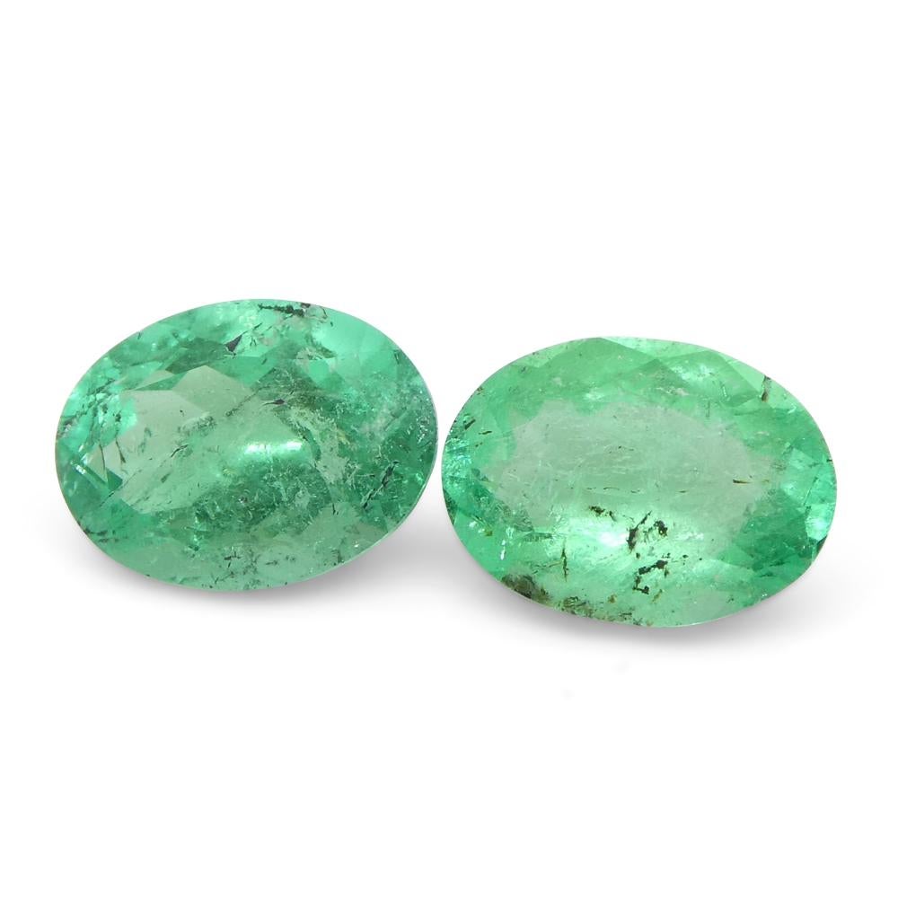 1.54ct Pair Oval Green Emerald from Colombia For Sale 11